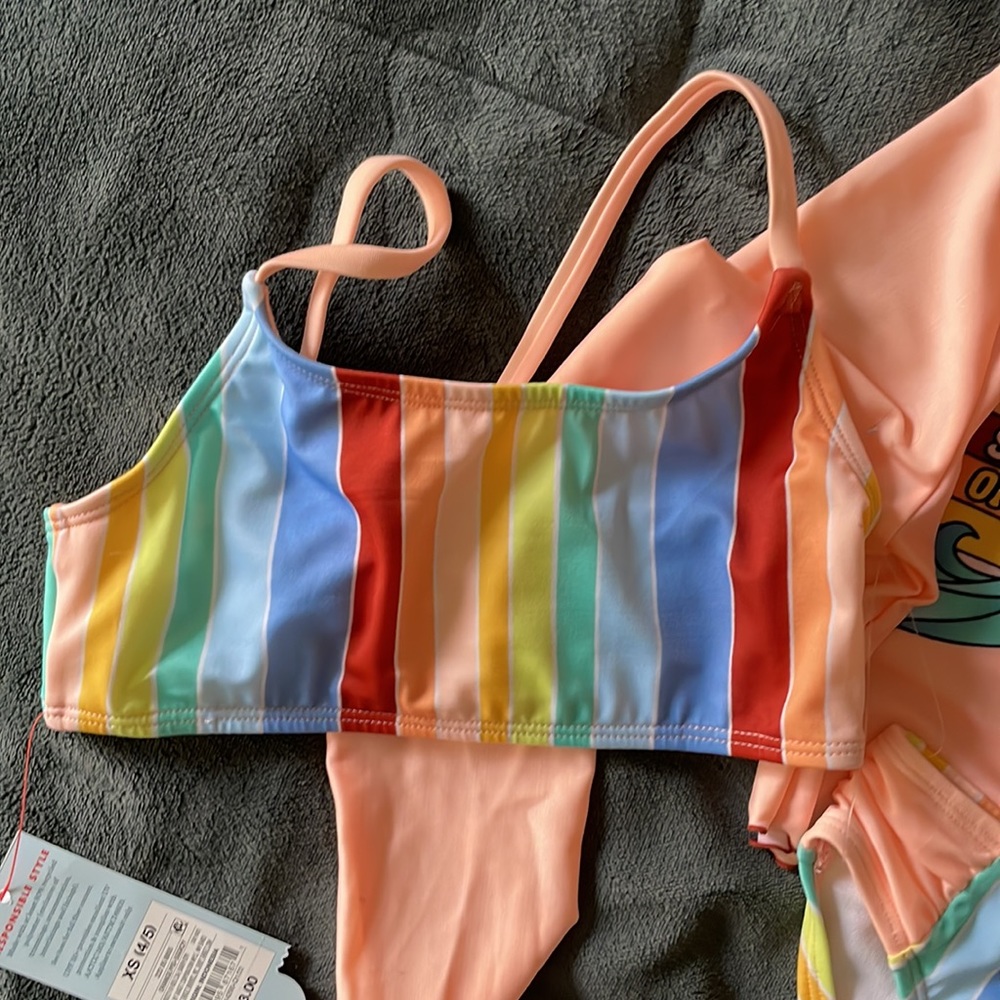 Cat & Jack 3 Piece Girls Swimsuit size XS 4/5 nwt - Picture 4 of 5